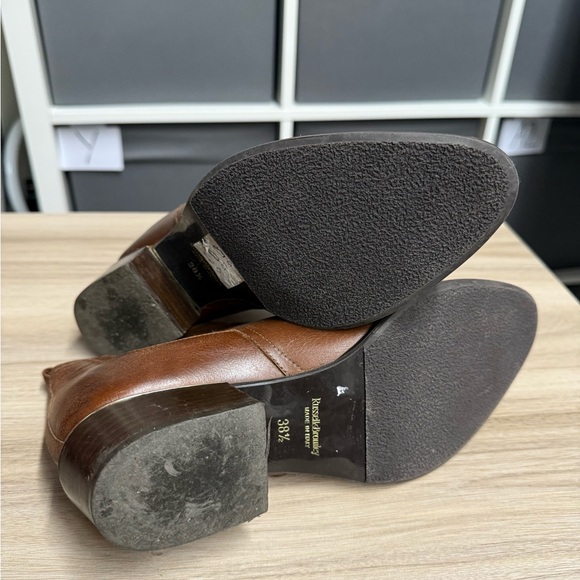 Russell & Bromley Italian Brown 38.5 Leather Gold Chelsea Ankle Boots - Picture 5 of 5